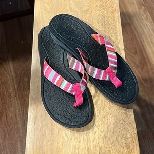 Clarks Tate Muse coral striped sandals